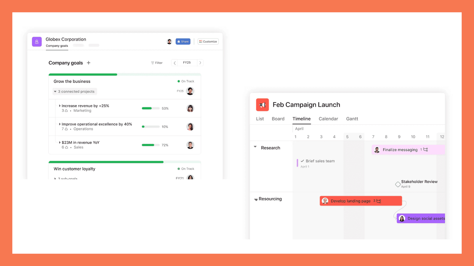 Interface of Asana