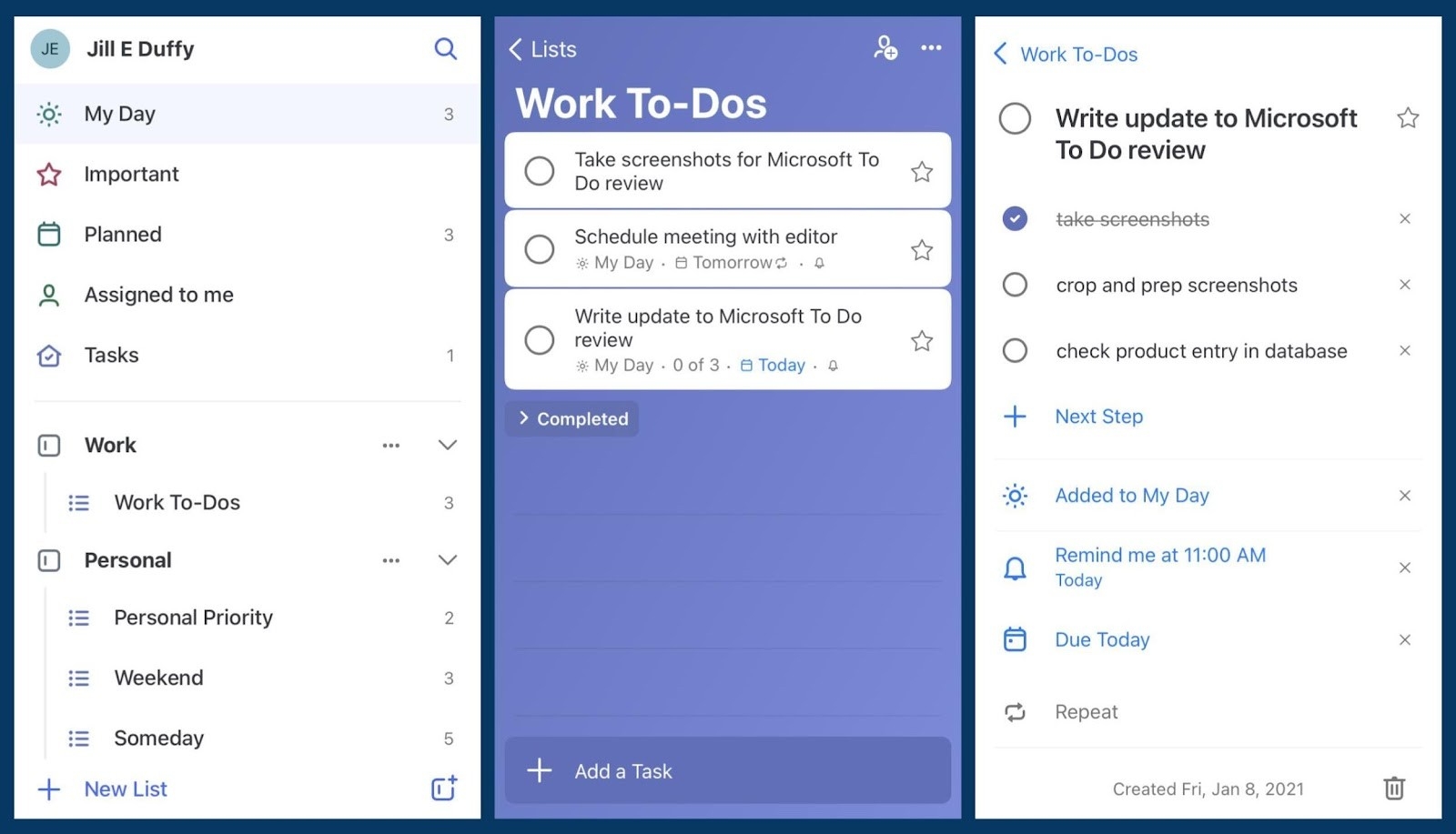 An image of Microsoft To Do interface