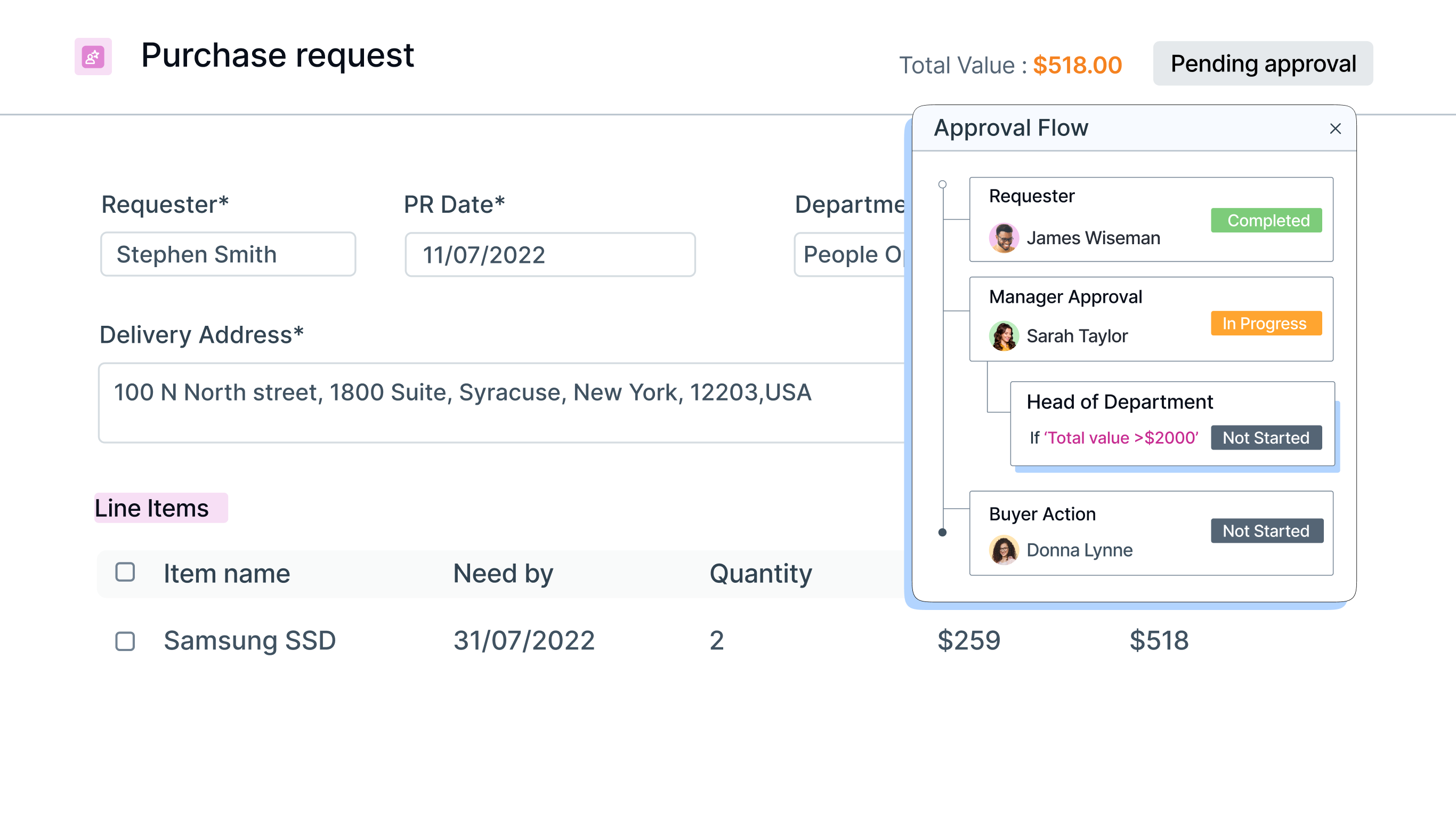 Kissflow end-to-end procurement and PO approval