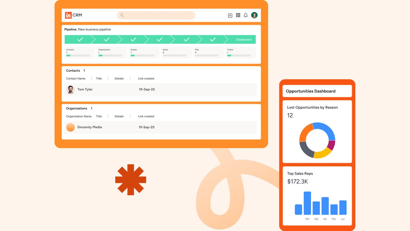 Insightly's mobile app CRM interfaces
