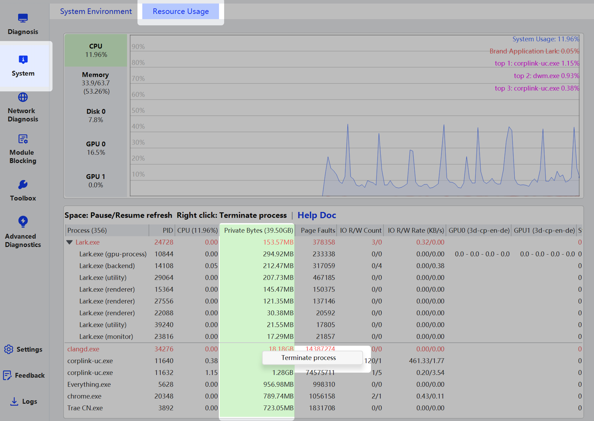 What should I do if I get an insufficient memory error when using Lark ...