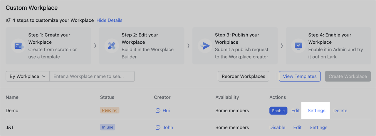 Admin | Get started with Custom Workplace