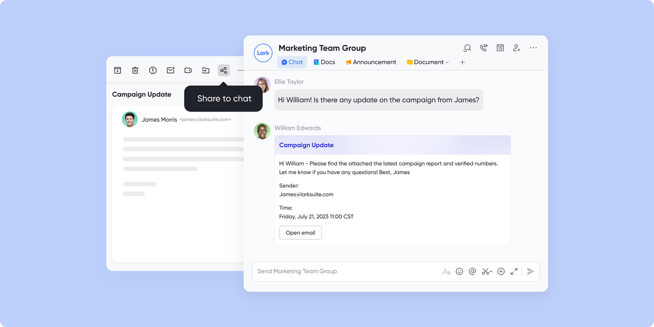Lark Messenger: Built-in communication