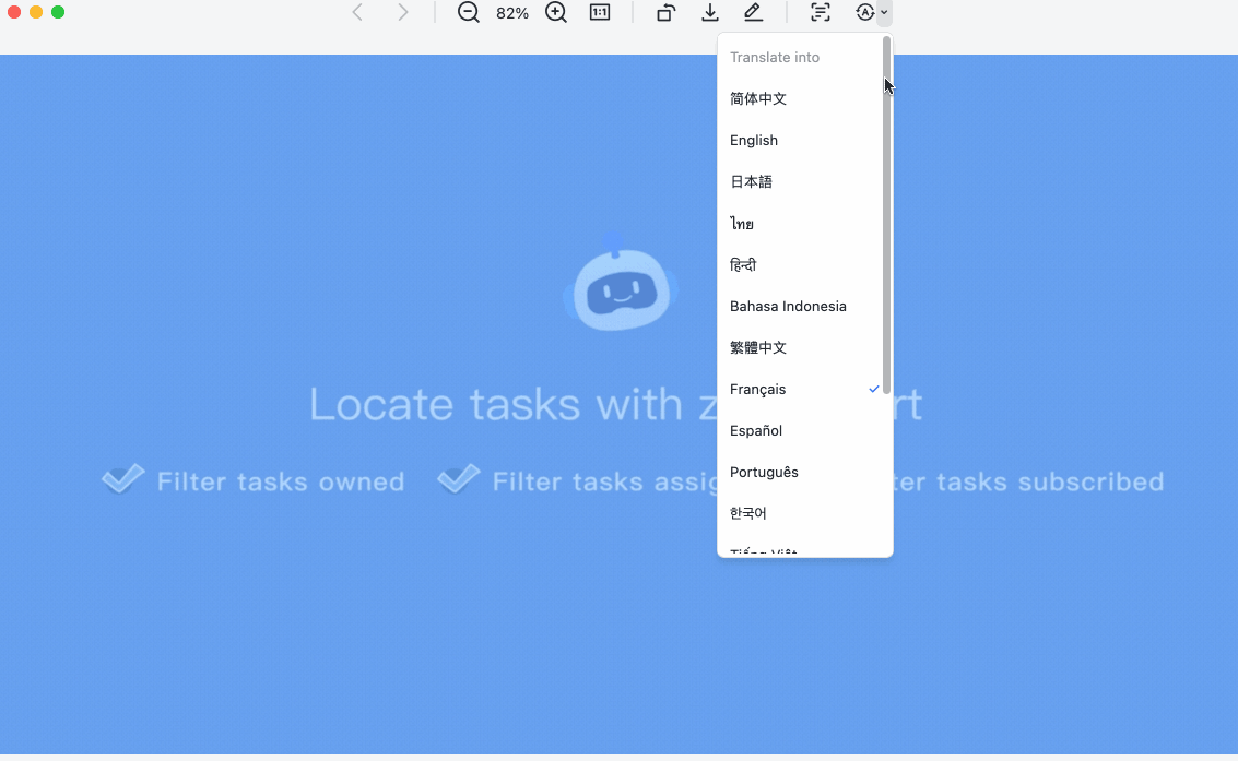 Lark image translation: Translating English text to Spanish