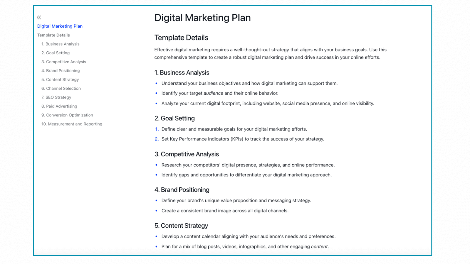 Digital marketing plan
