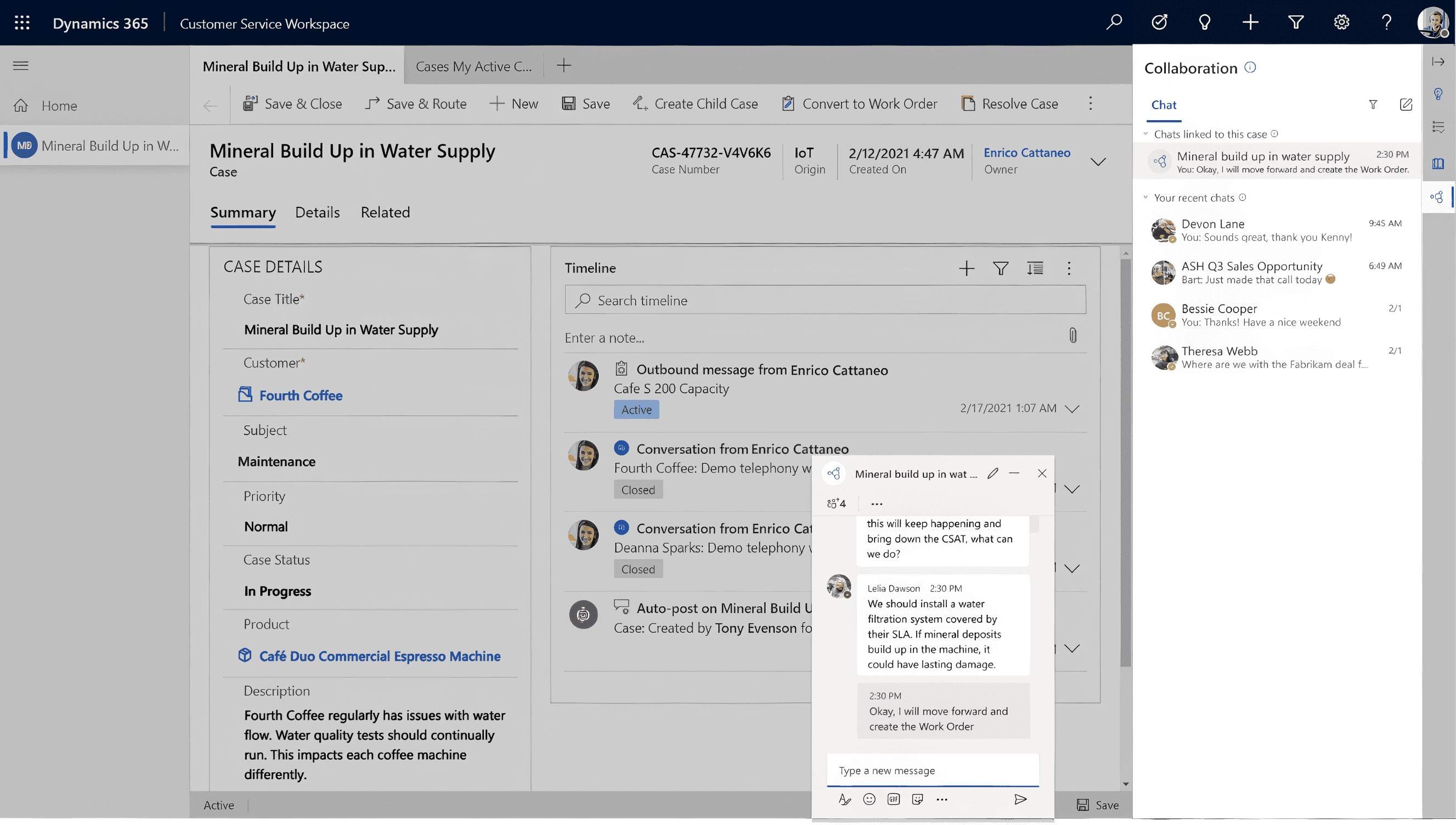 Collaborative communication in Microsoft Dynamics 365 Sales