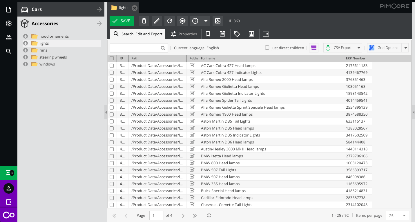 Pimcore open-source product information