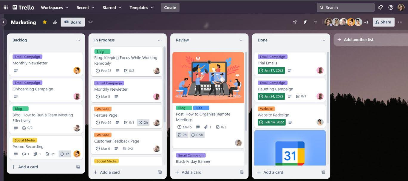 Trello campaign management tools board for social and email campaigns
