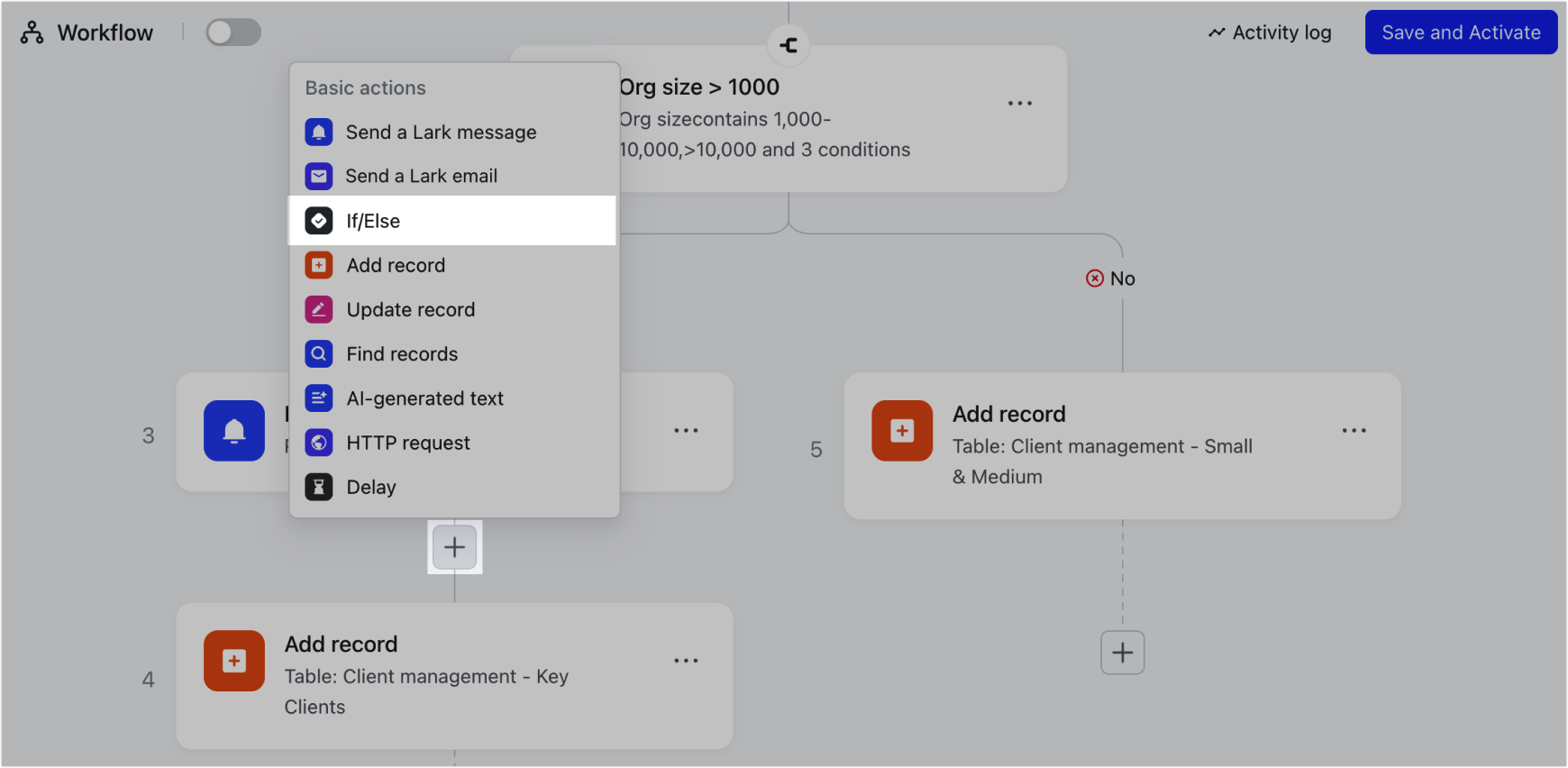 Use the IF/Else node in Workflow