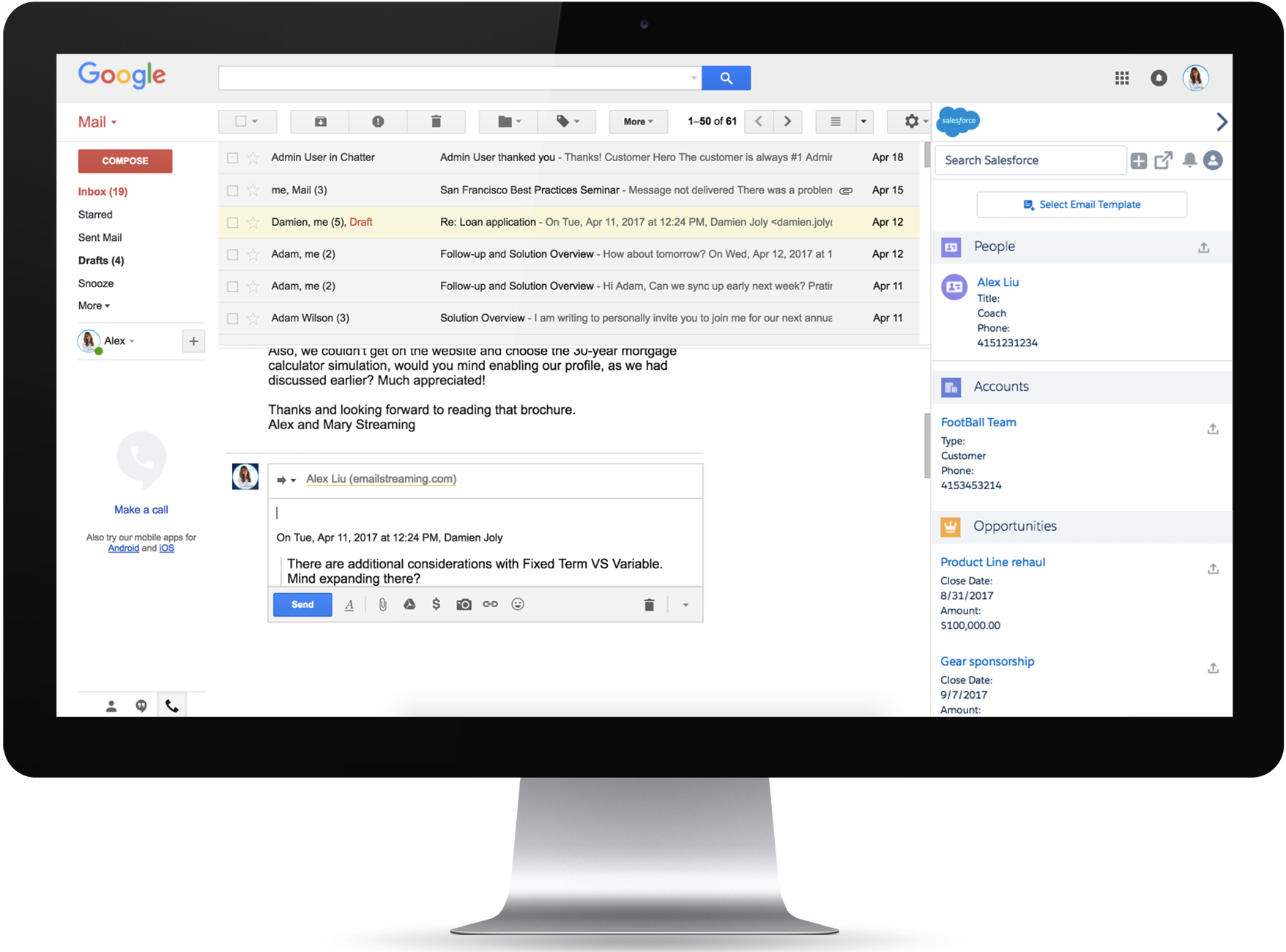 Salesforce Lightning sync feature for Gmail