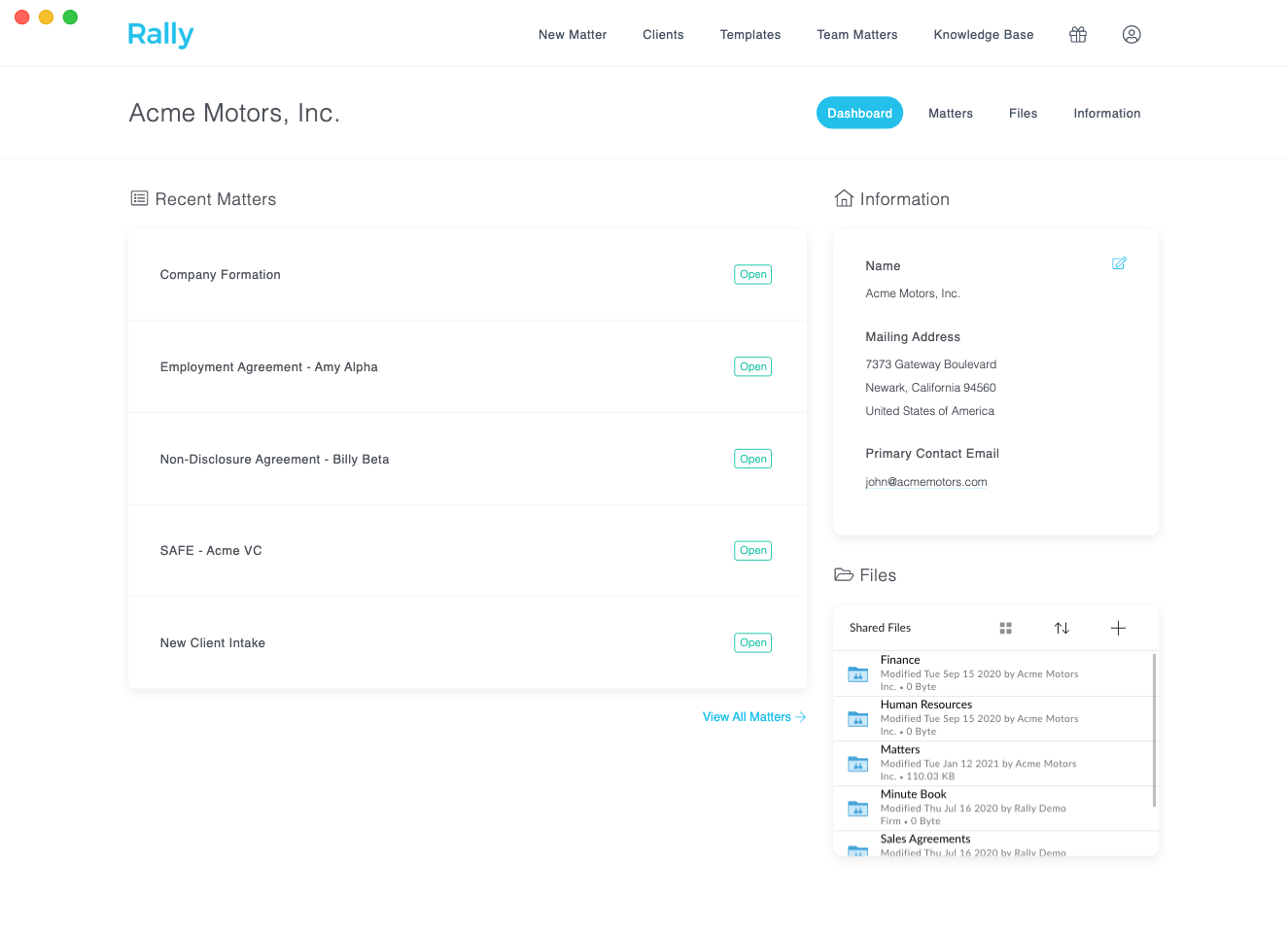 Rally Legal is a legal document assembly software for law firms