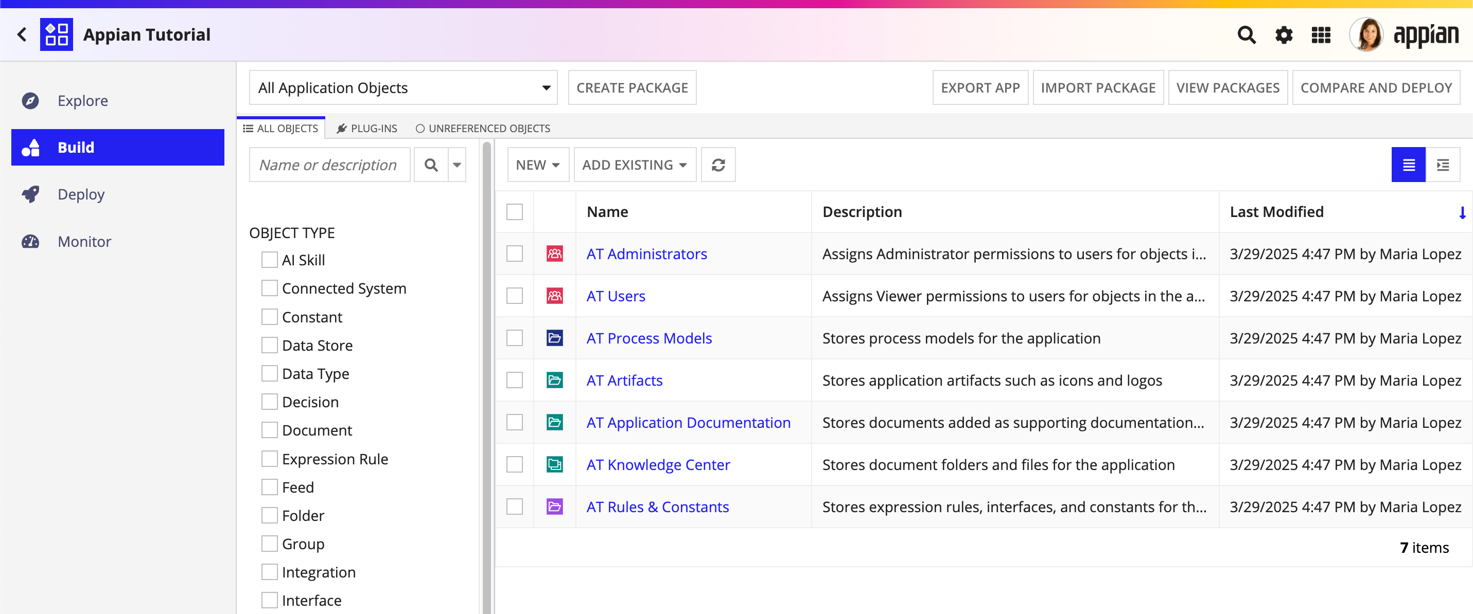 Interface of Appian