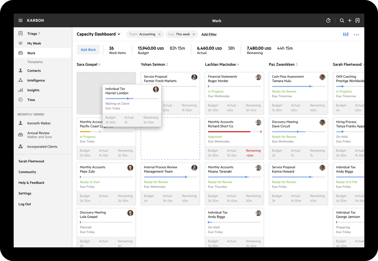 Karbon accounting firm project management software
