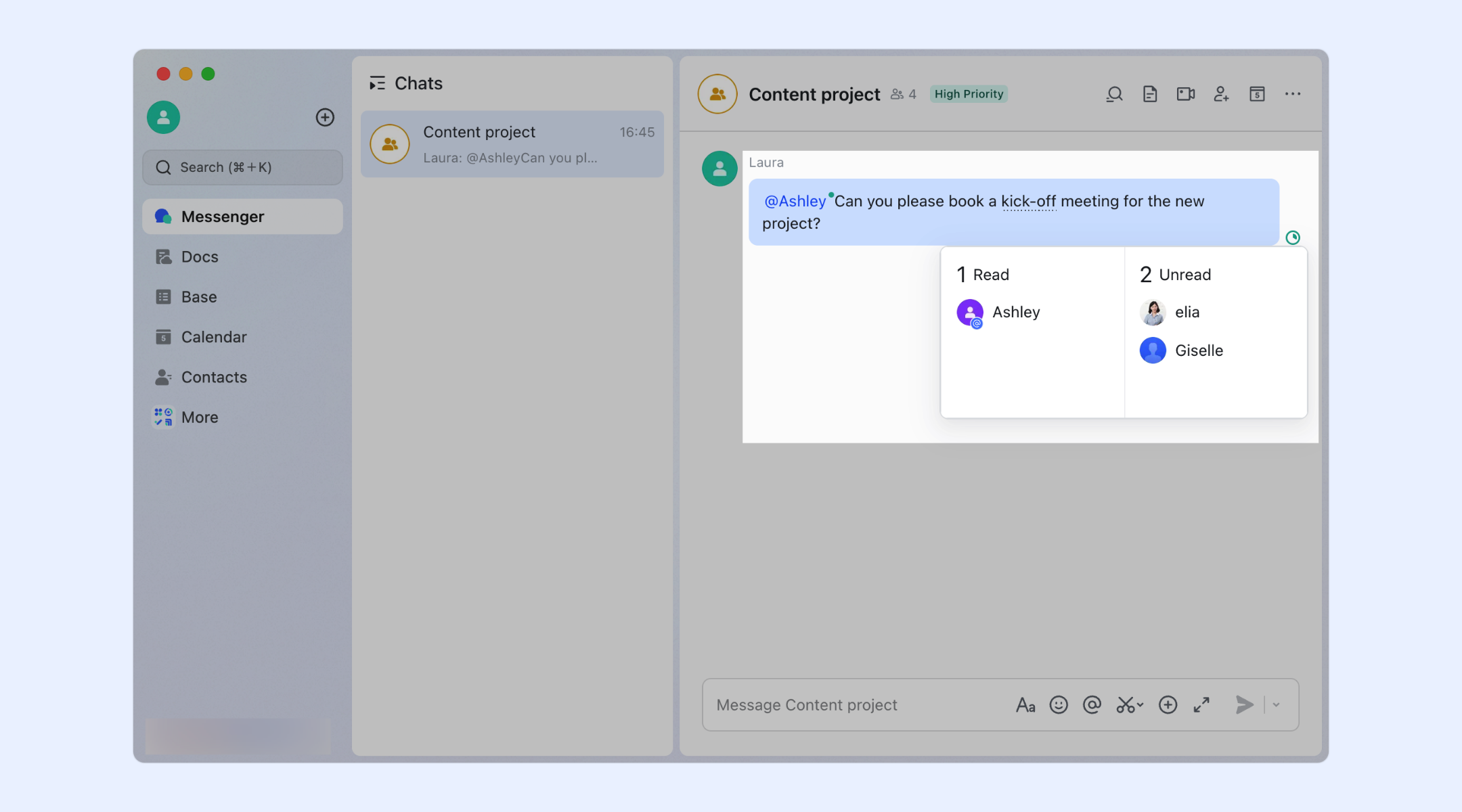 Lark Messenger allows you to check read/unread messages
