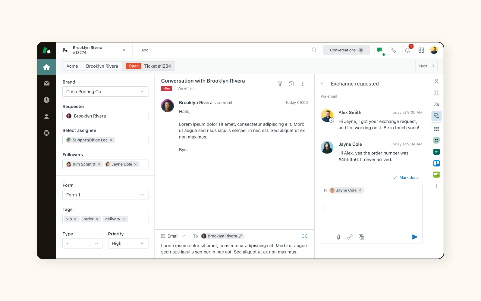 Zendesk ticketing, SLAs, macros, knowledge base, and omnichannel