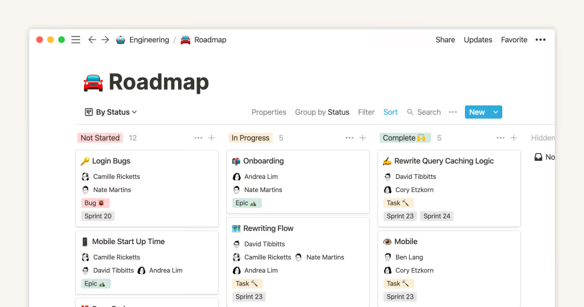 Notion for connected docs and lightweight visualization