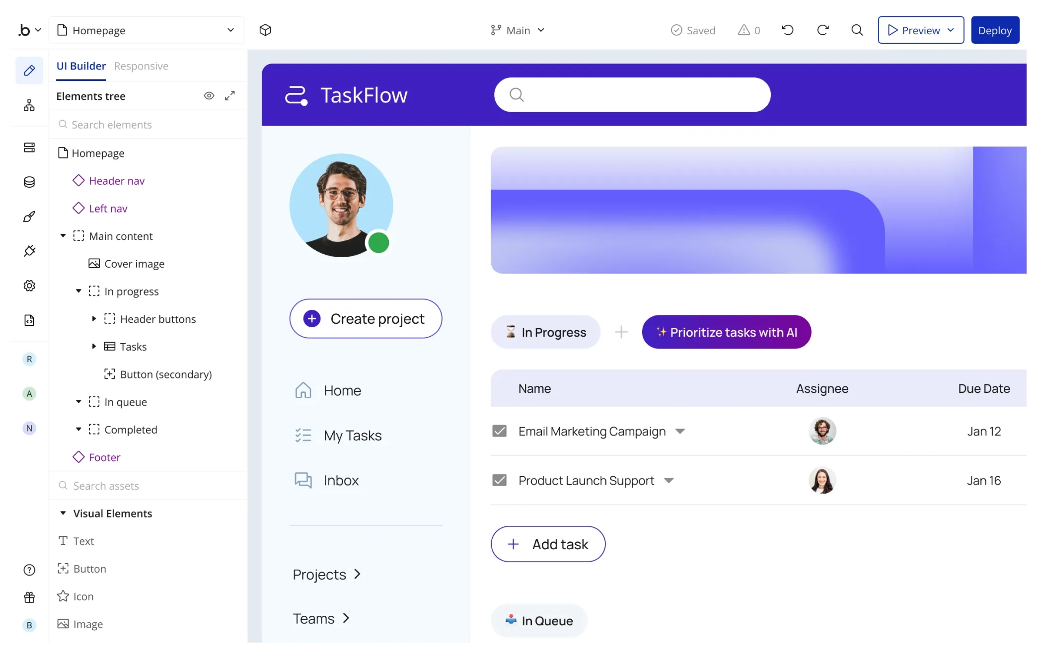 Bubble no-code web app development platform