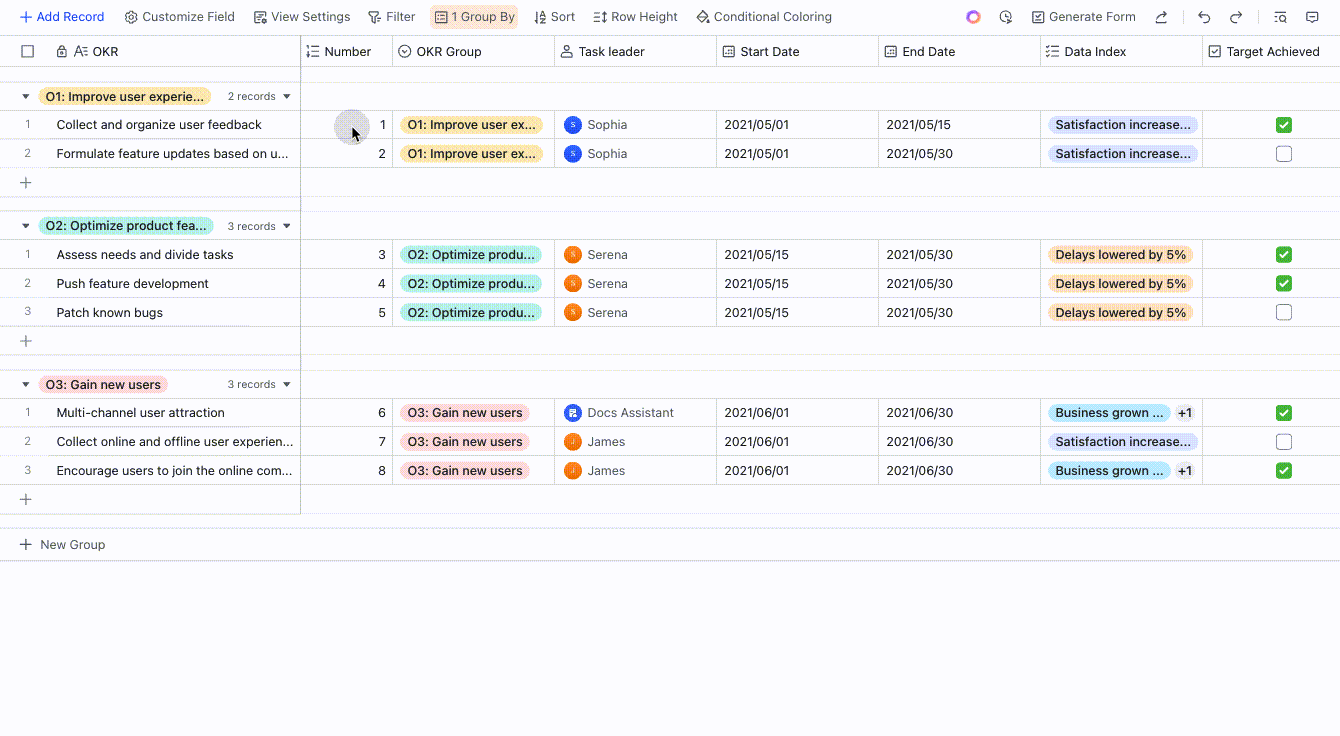 Use the numbering field in Base