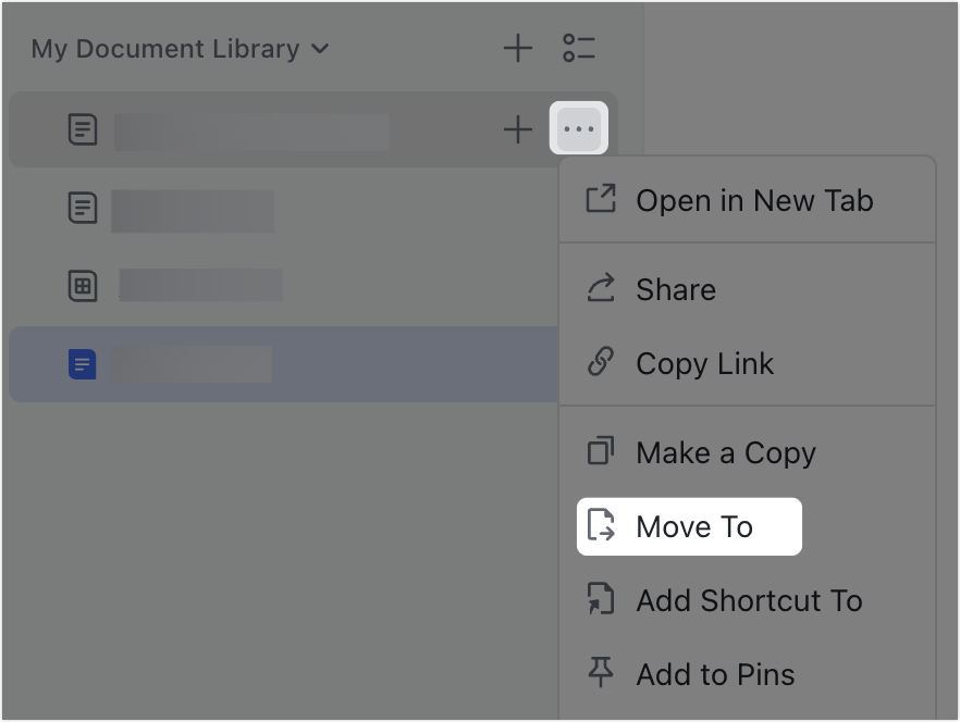 Move documents or folders