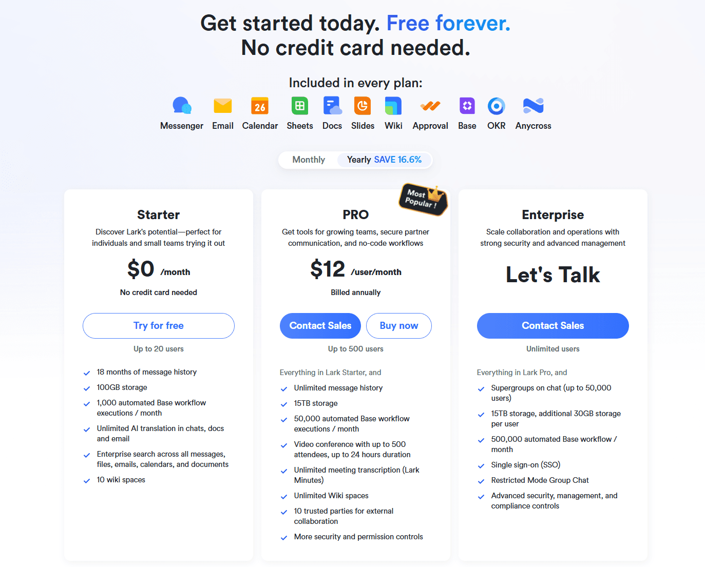Lark pricing
