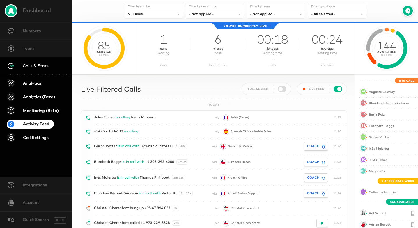 Aircall interface