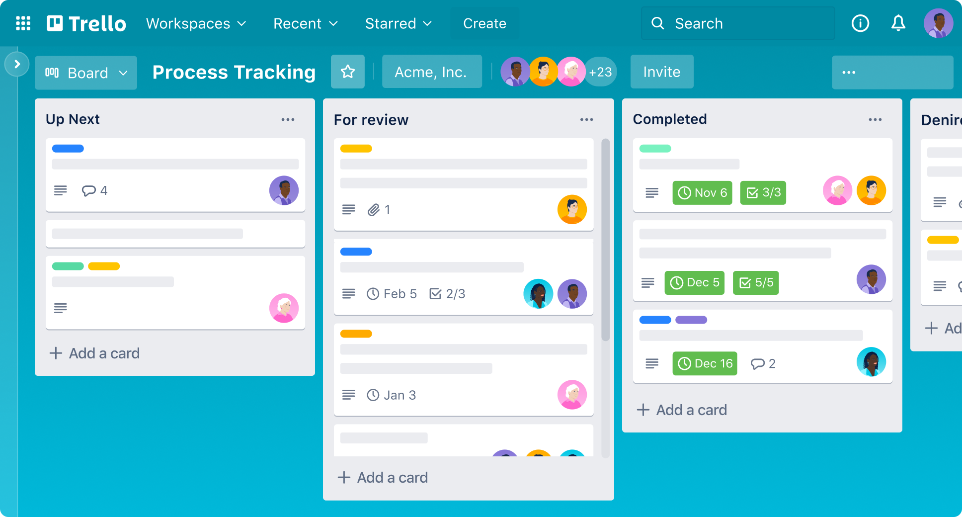 An image that displays the interface of Trello