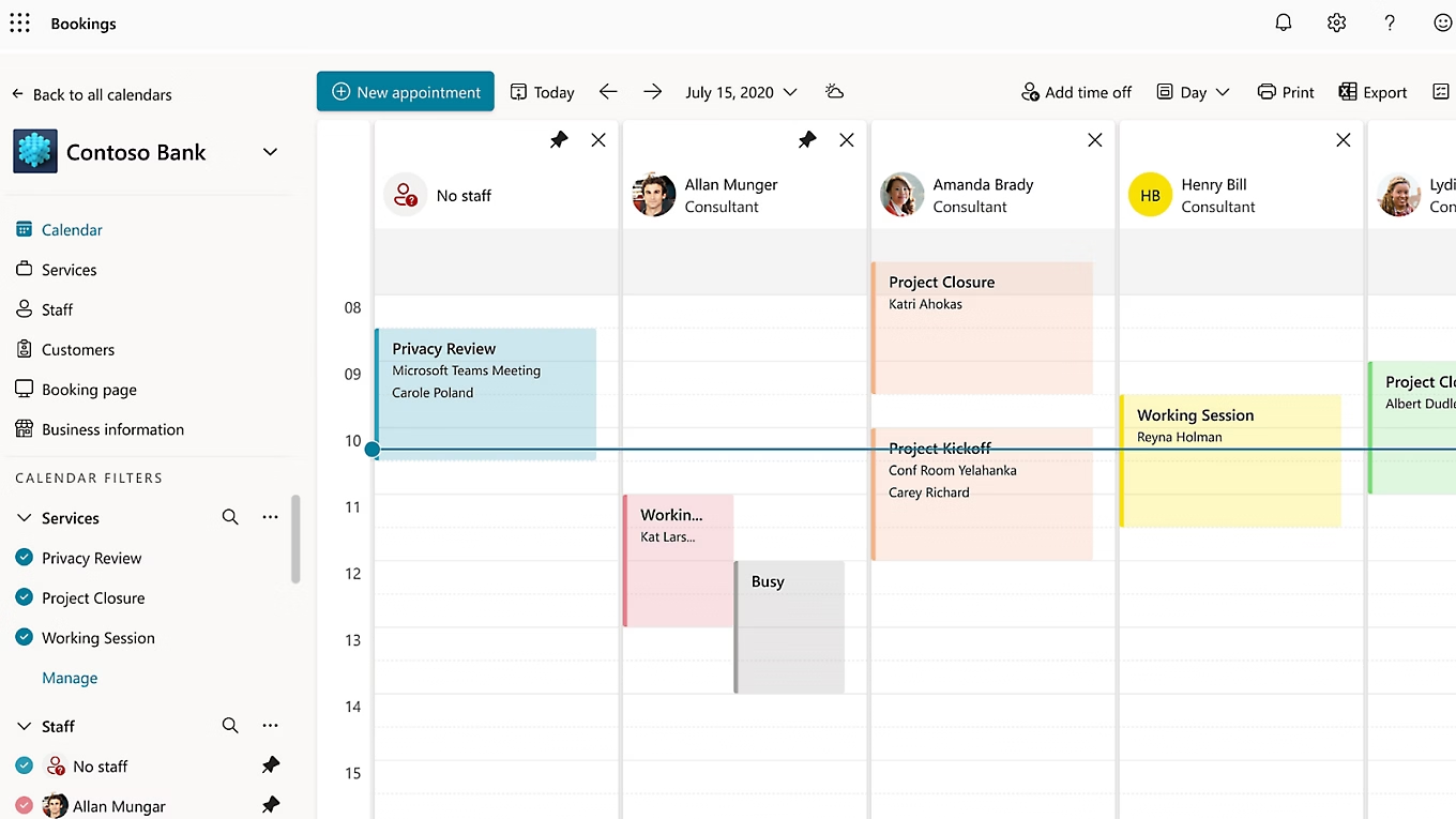 Microsoft Bookings scheduling tool within Microsoft 365
