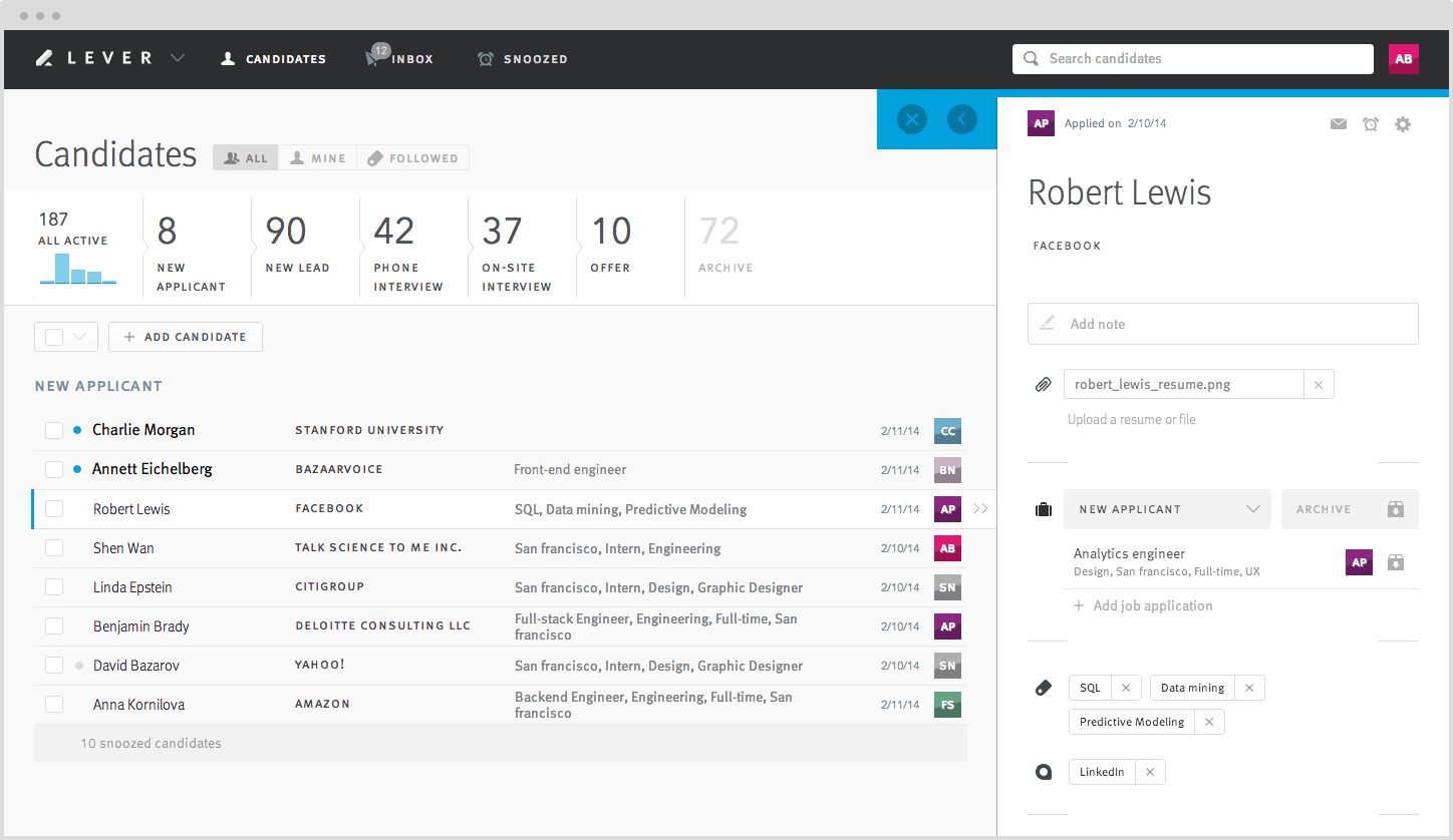 Lever talent acquisition CRM and recruitment automation platform