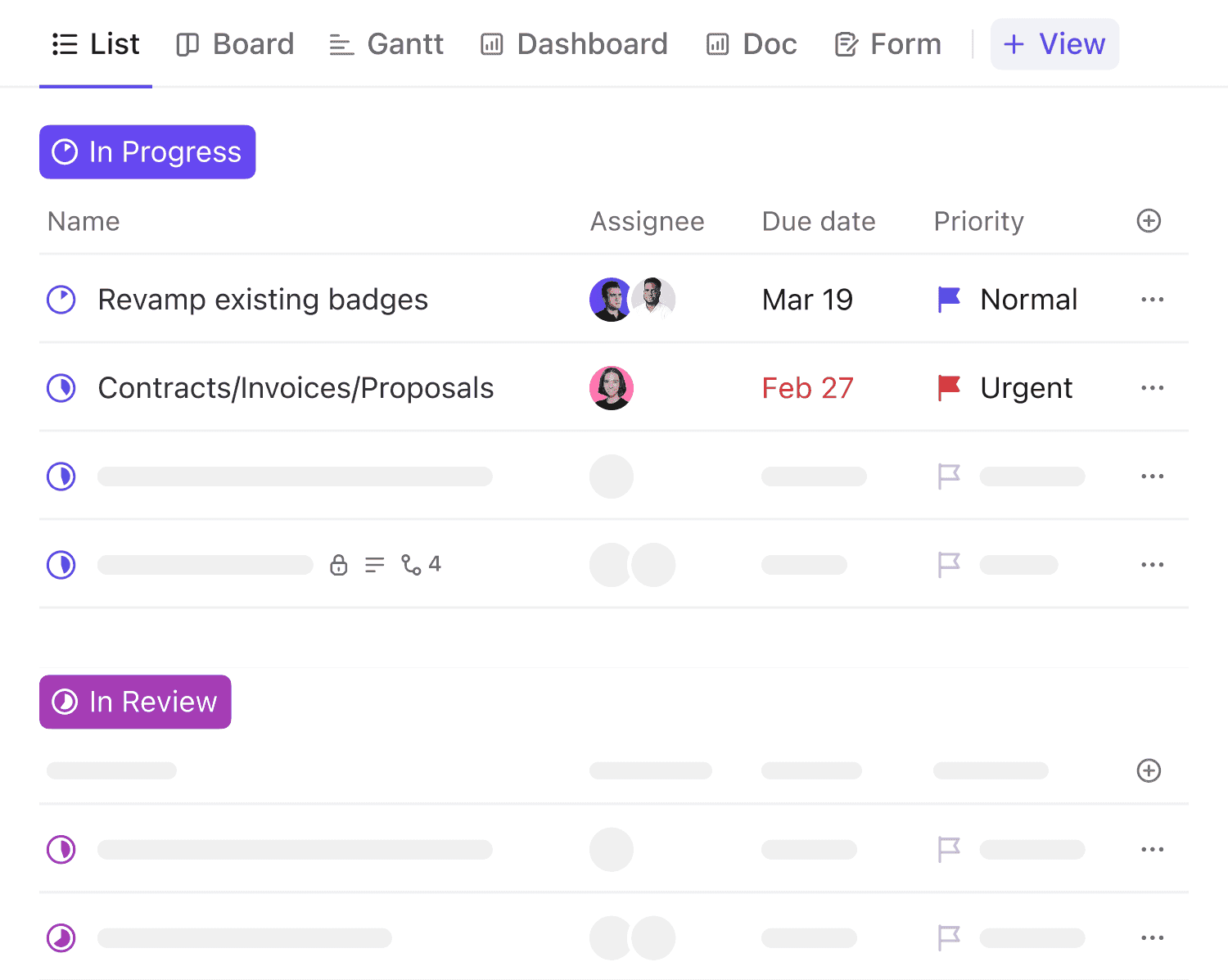 Project management on ClickUp