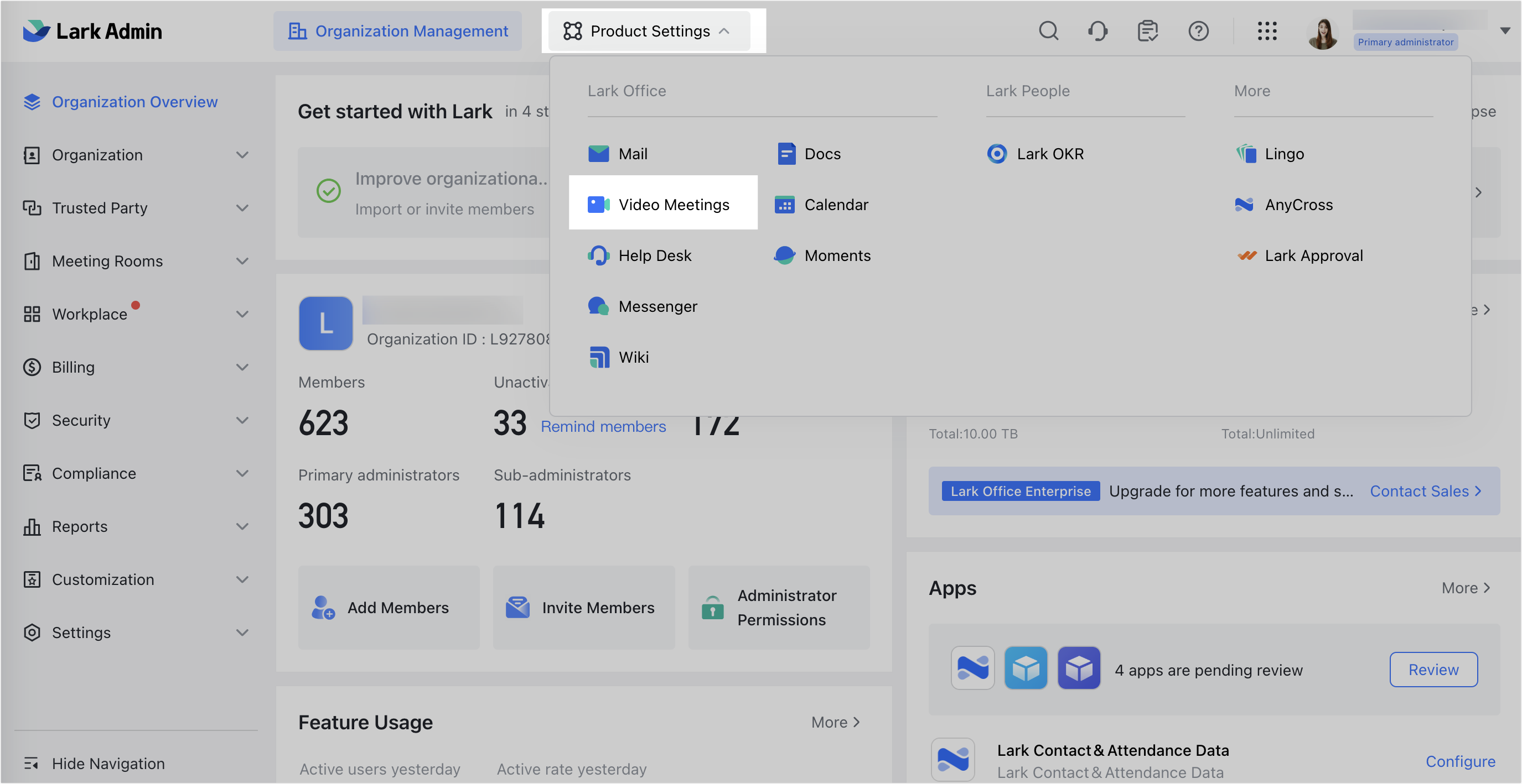 Admin | Configure meeting settings