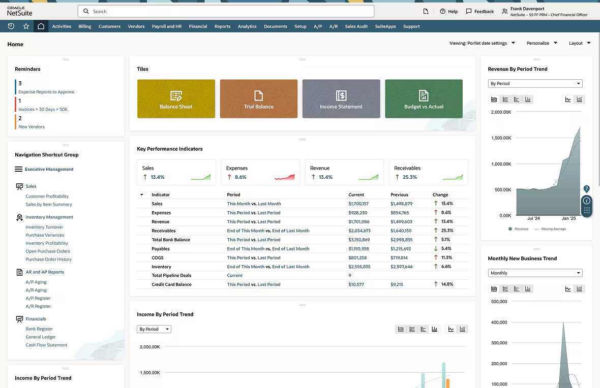 Oracle NetSuite cloud-based ERP platform