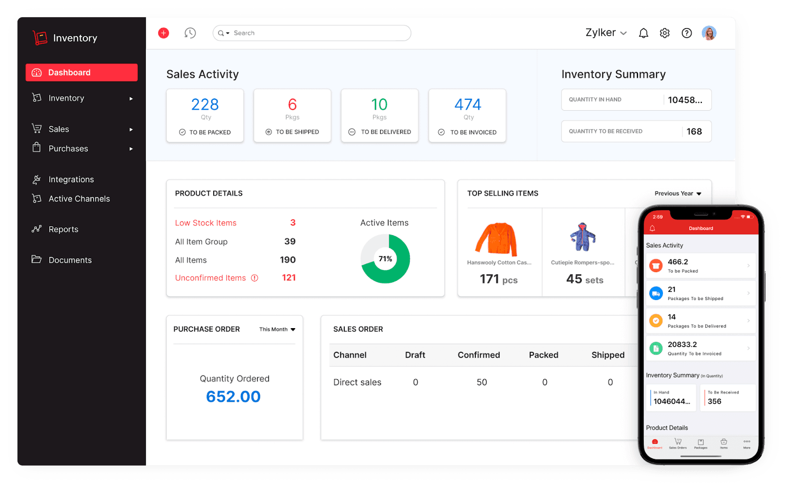 Zoho Inventory includes dashboards, integrations, reports, and more.&nbsp;