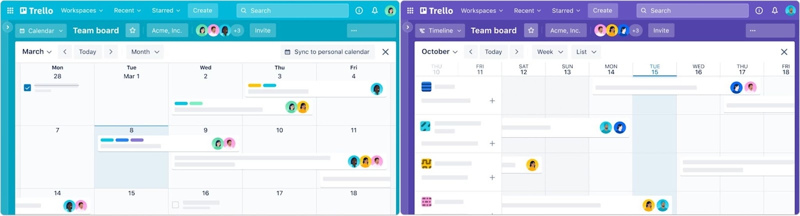 Trello calendar view