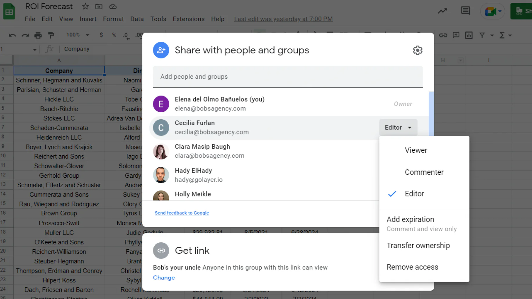 Share Google sheet file