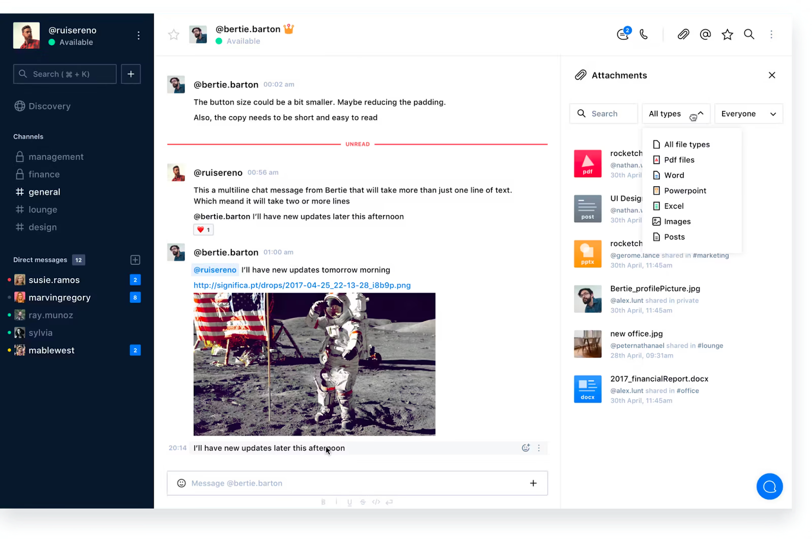 Team members chatting on Rocket.Chat