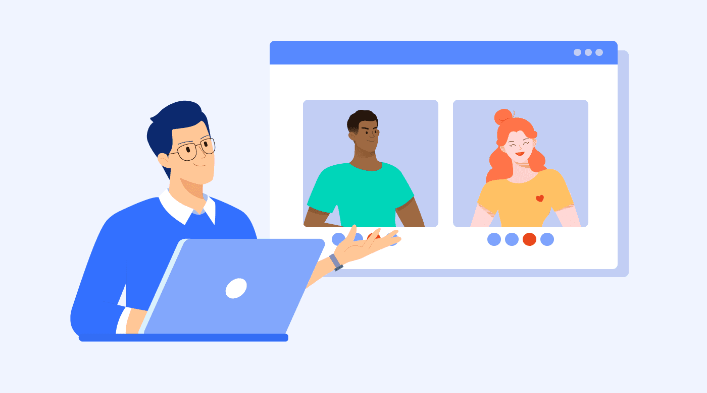 Man participating in a virtual meeting