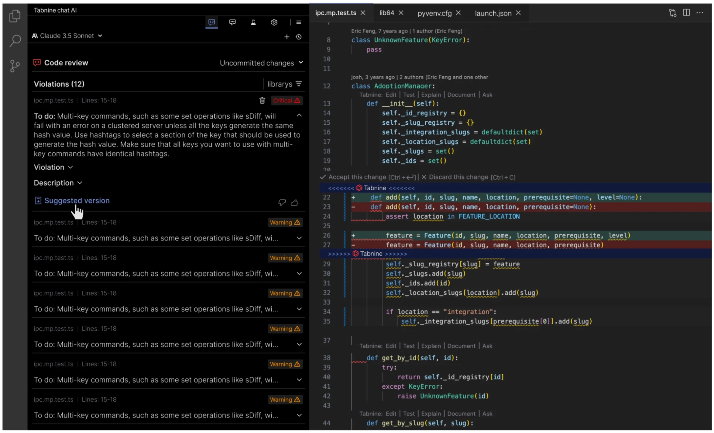 Writing code in Tabnine