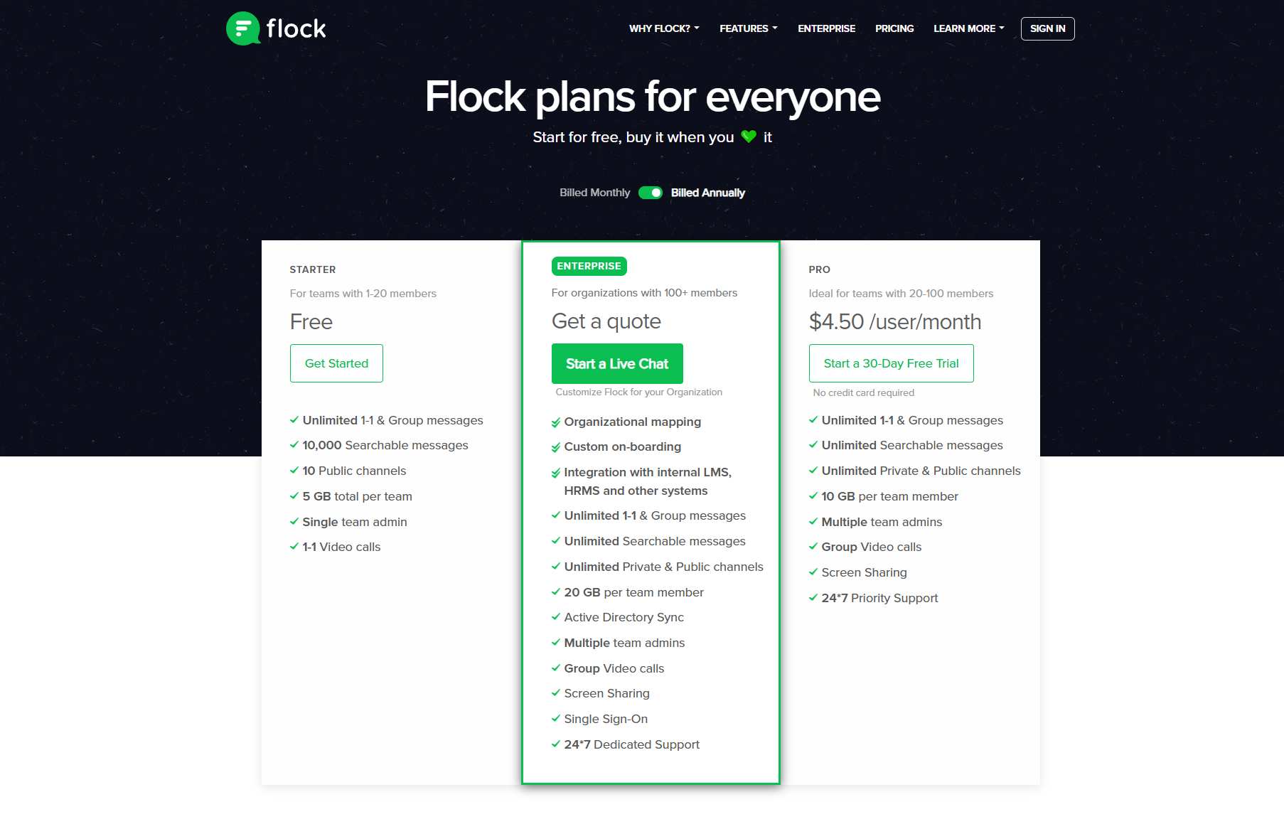 Flock pricing plan