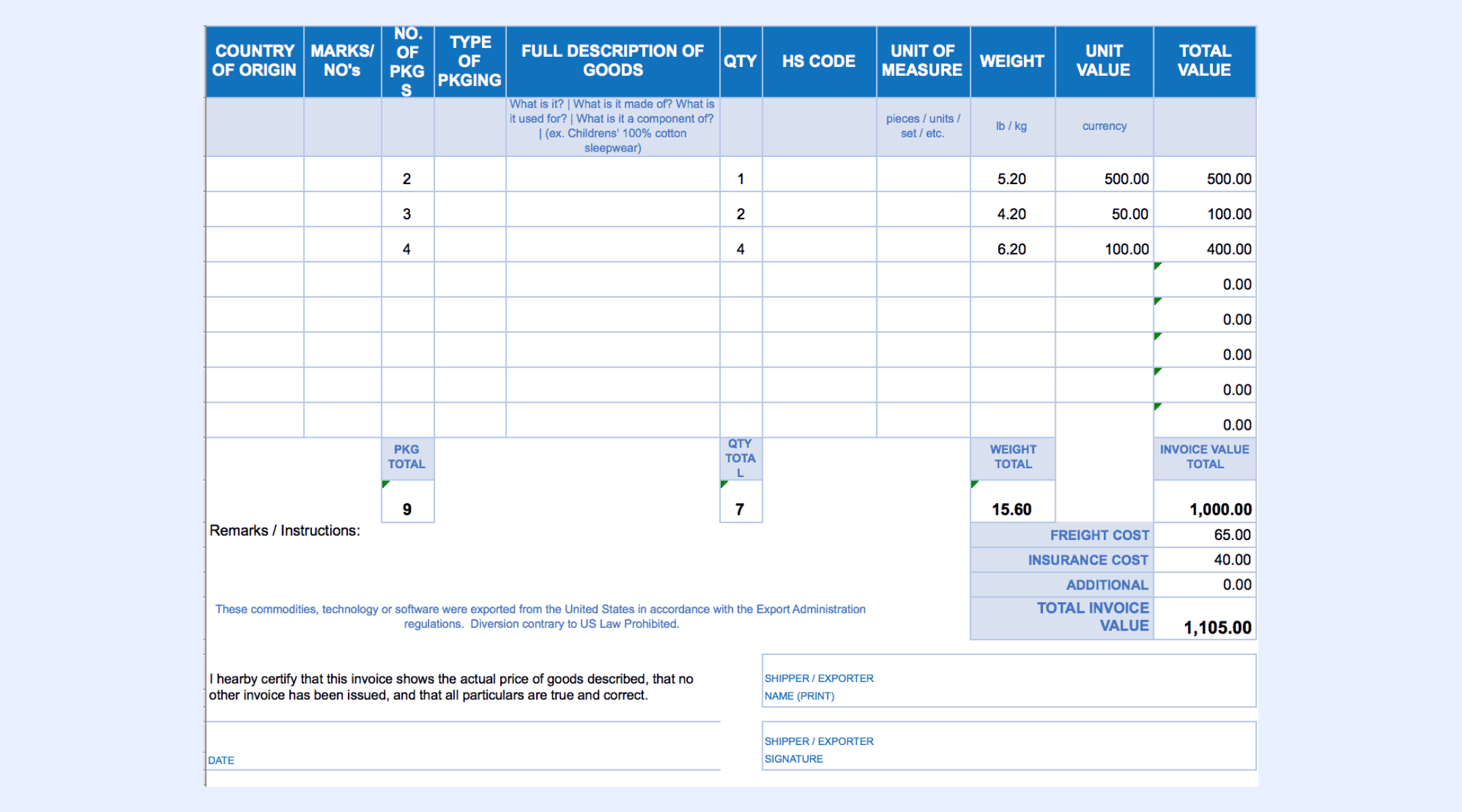 Google Sheets invoice template