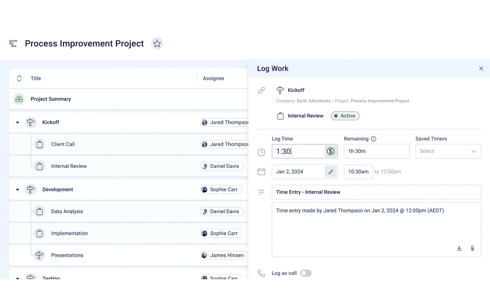 comprehensive process improvement project in Accelo