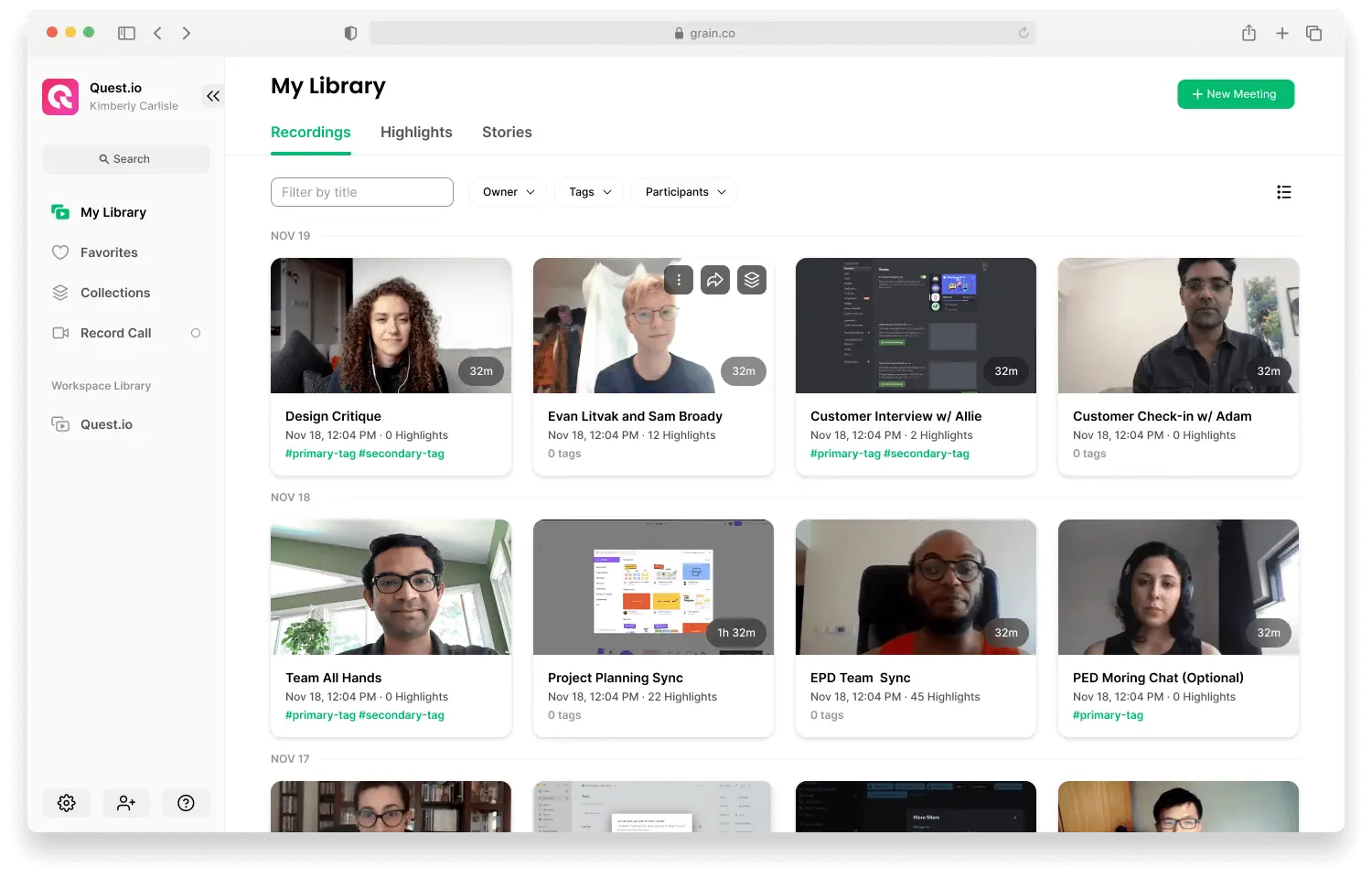 Grain provides AI video meeting highlights