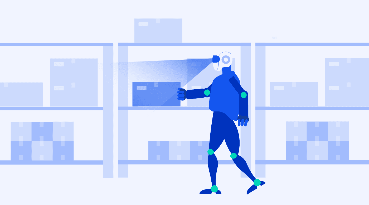 A robot engaged in inventory management