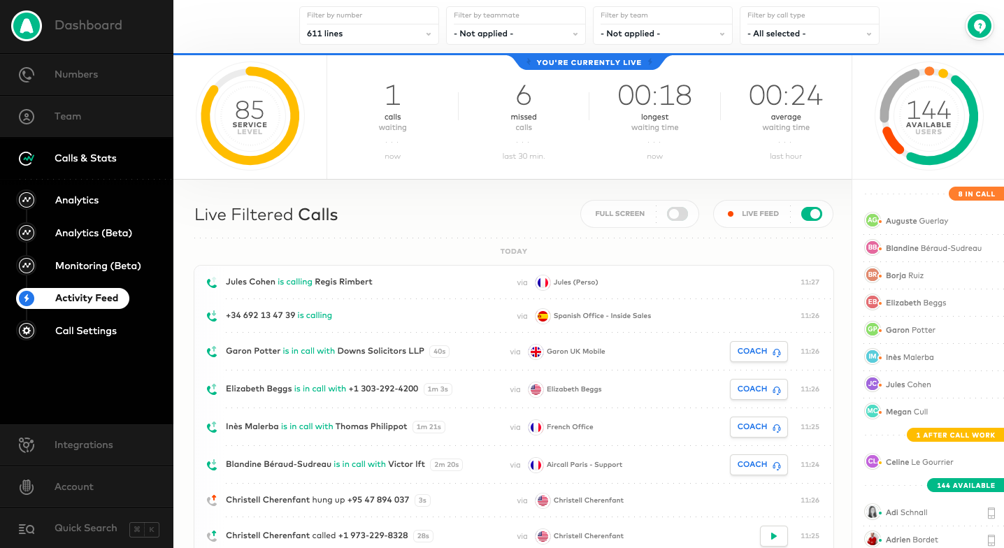 Aircall interface