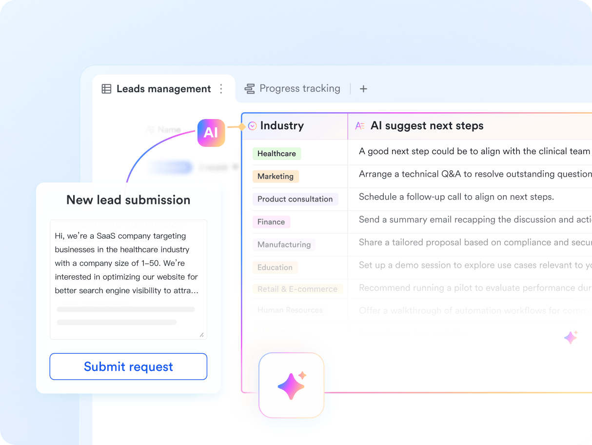 An interface for lead management on an AI-based CRM