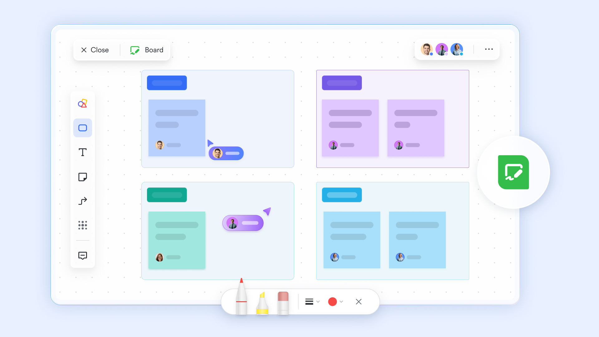 An image of stakeholder mapping in Lark board