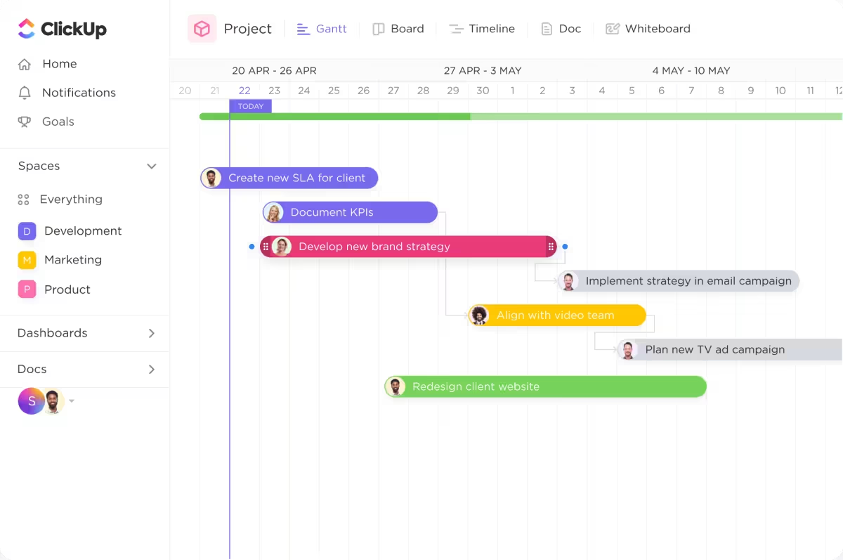 Clickup's interface with a table opened