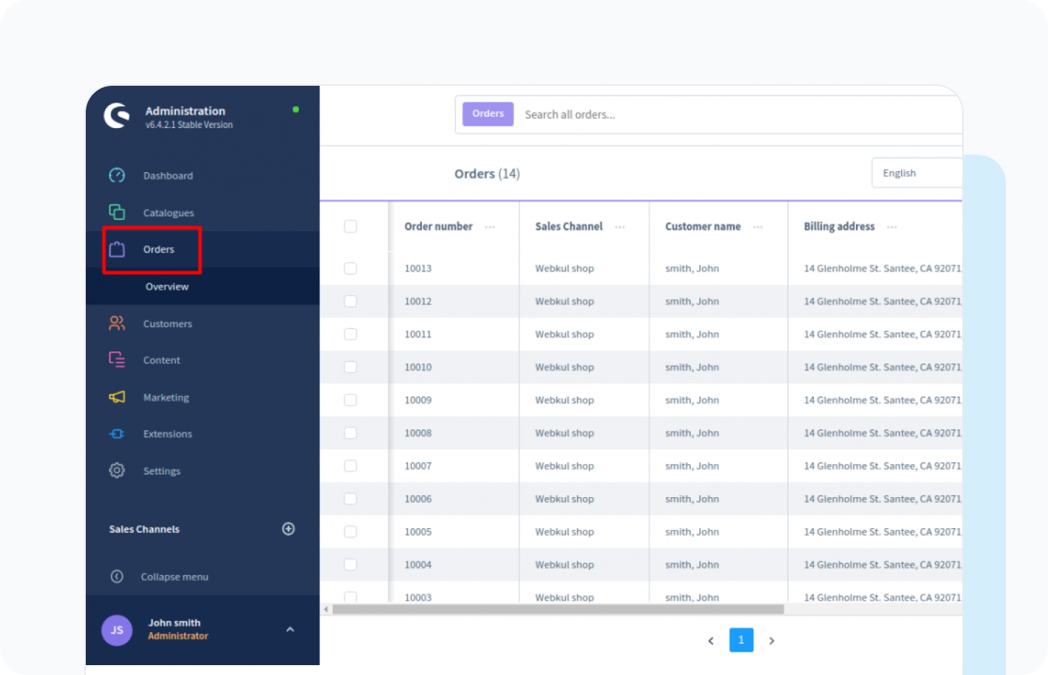 SKU Nexus dashboard showing inventory, orders, and warehouse management