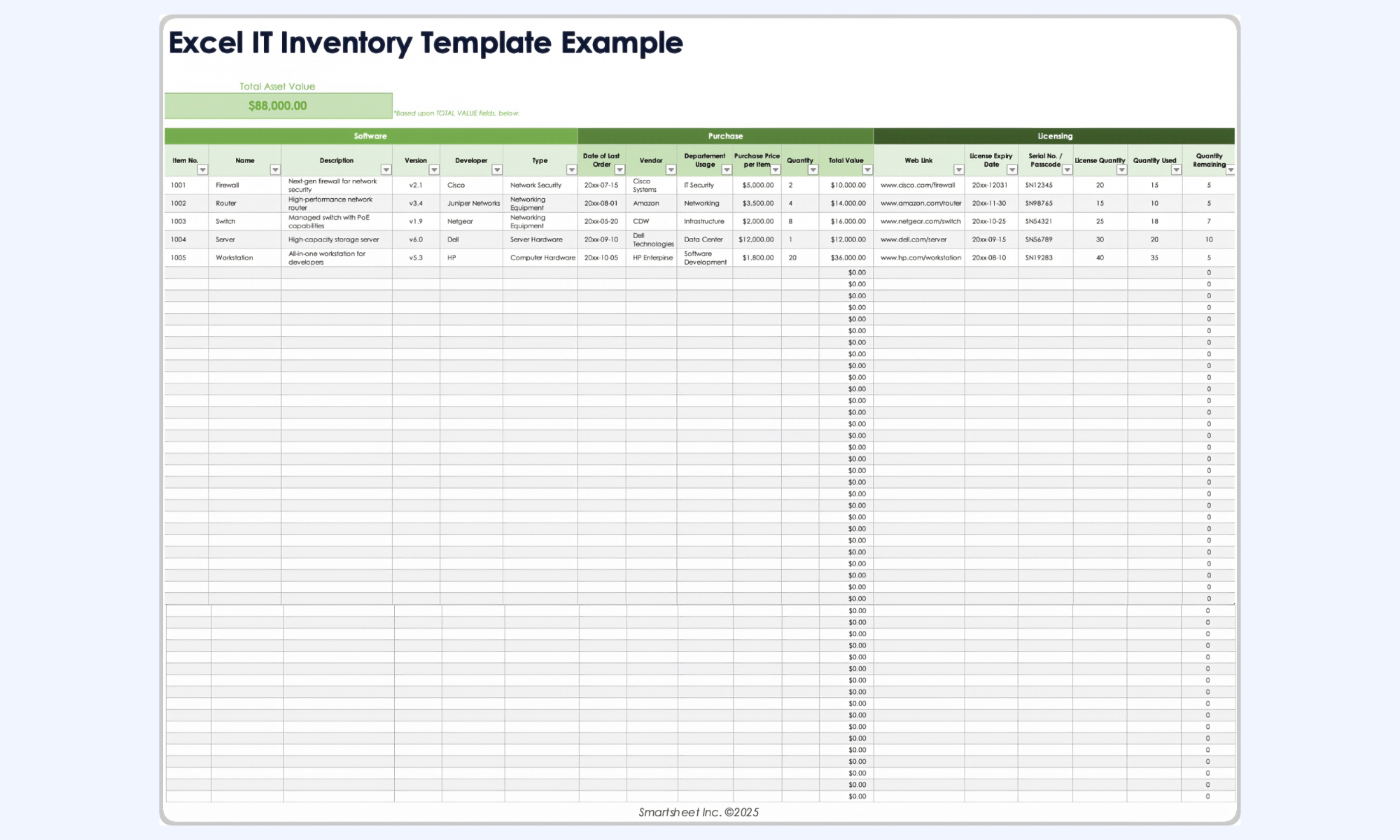 Inventory tracker template