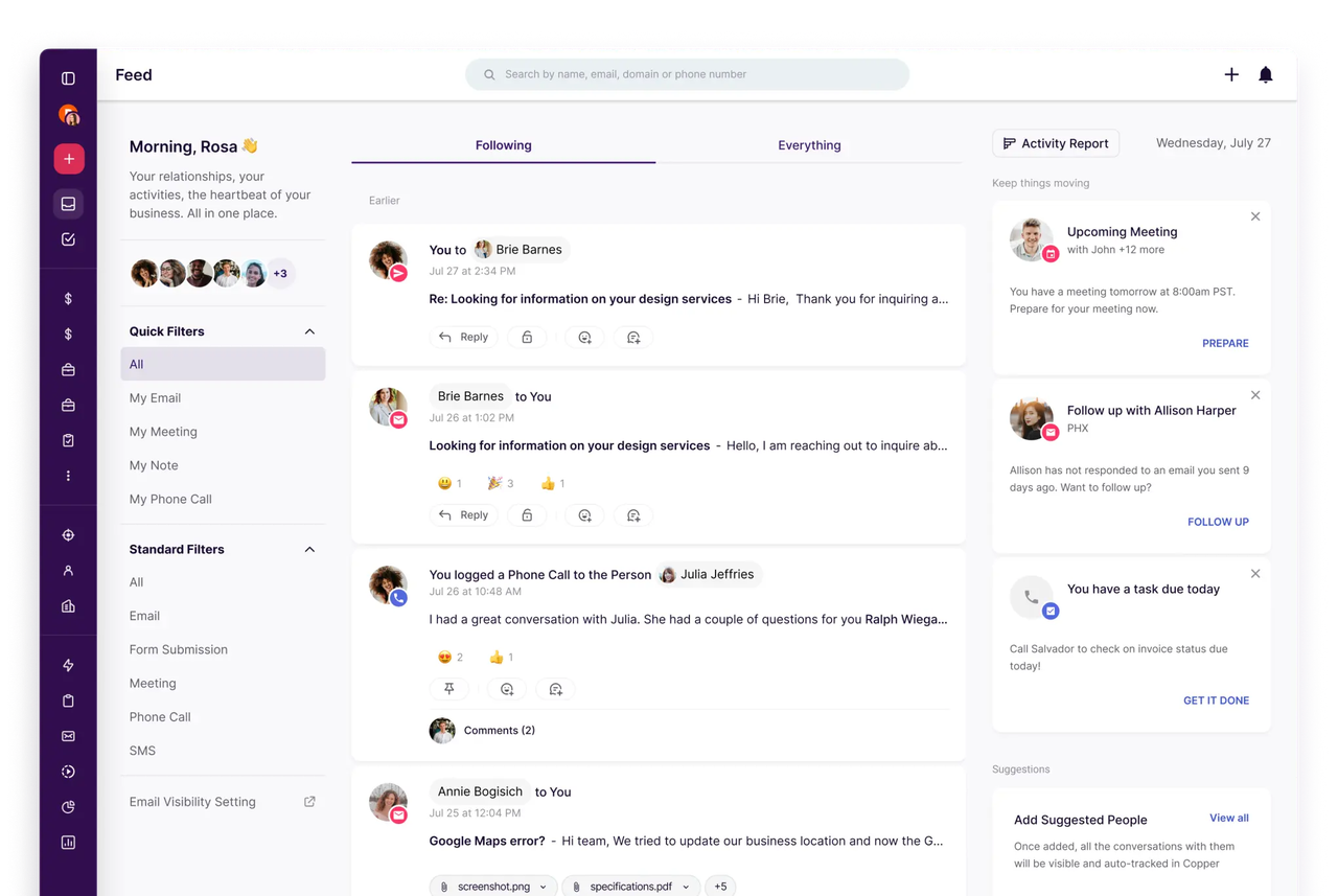 Copper: CRM built for Google Workspace users and teams