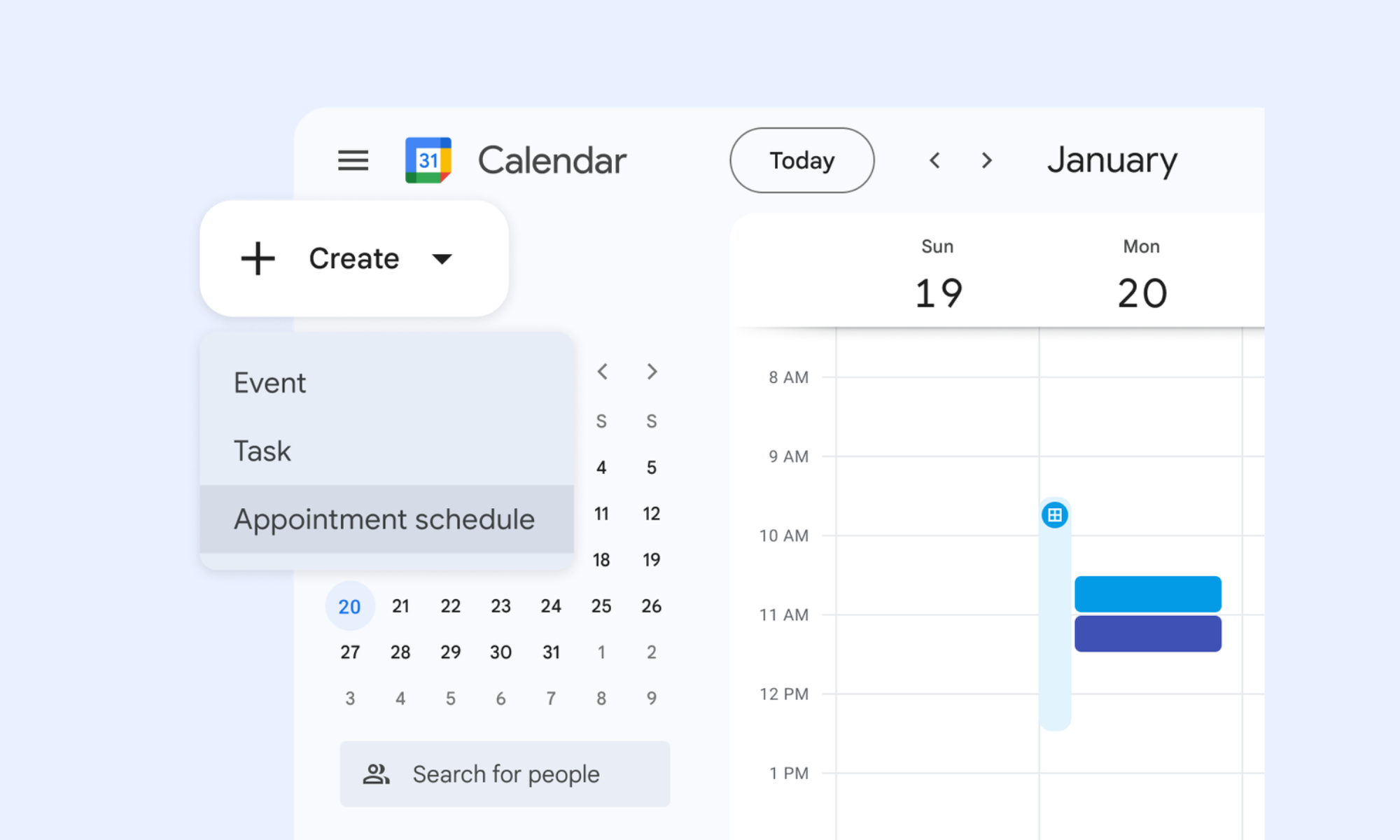 Creating an appointment schedule